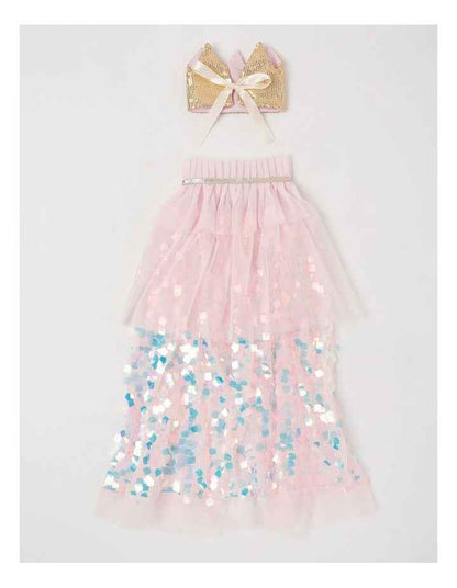 Sequin Crown and Cape Costume Set in Pink