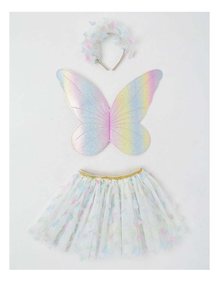 Butterfly Wings, Headband & Tutu Costume Set in Multi