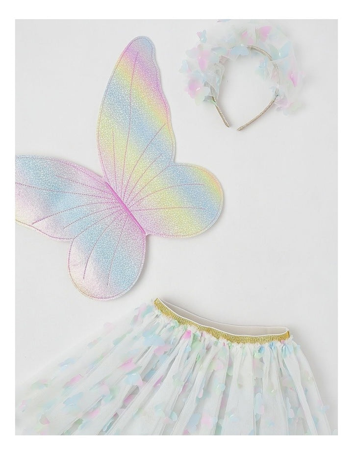 Butterfly Wings, Headband & Tutu Costume Set in Multi