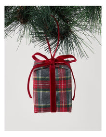 Heirloom Fabric Tartan Present Ornament in Multi: 8cm