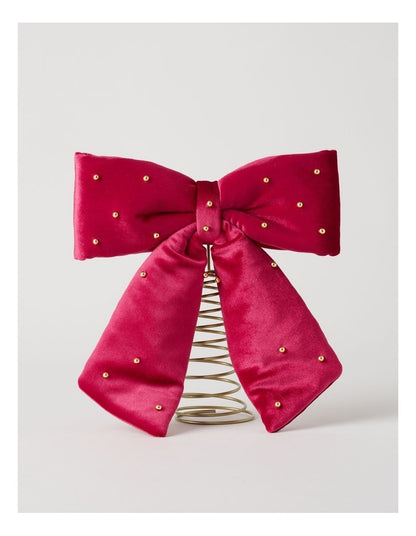 Heirloom Bow Tree Topper with Beads in Red: 25cm