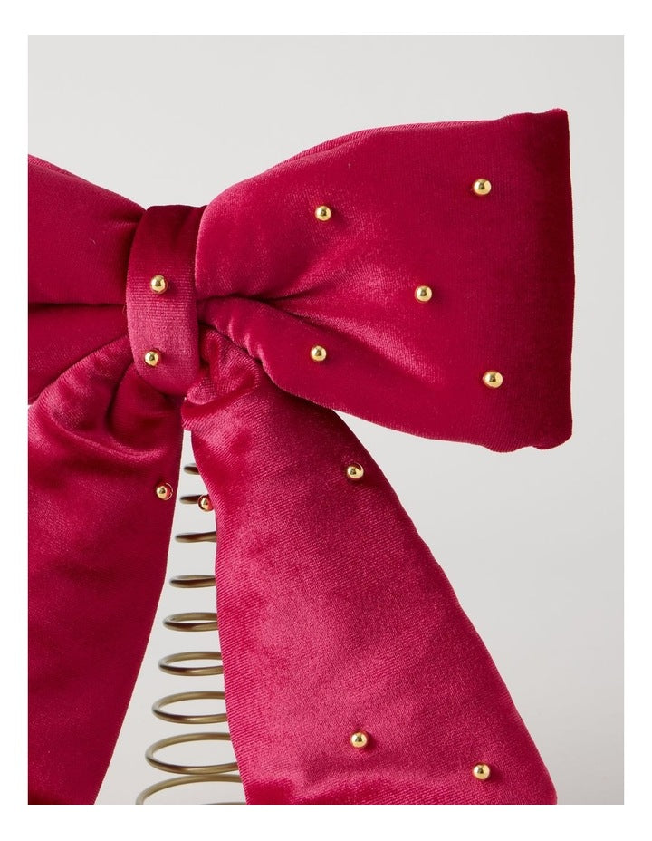 Heirloom Bow Tree Topper with Beads in Red: 25cm