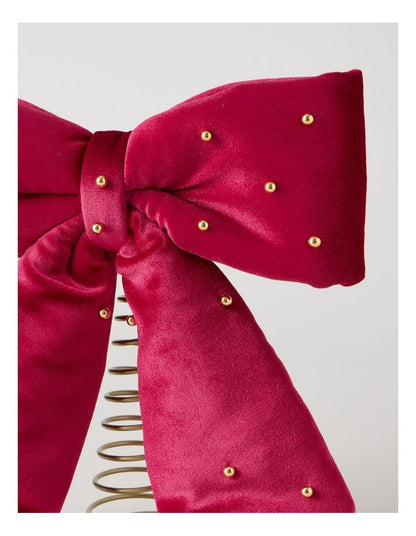 Heirloom Bow Tree Topper with Beads in Red: 25cm