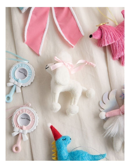 Nostalgia Christmas Felt Poodle Ornament in White: 12cm