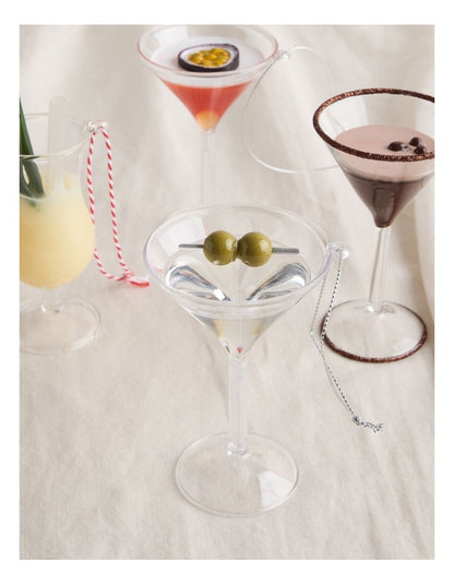 Nostalgia Christmas Plastic Dry Martini Ornament in Clear: 10cm