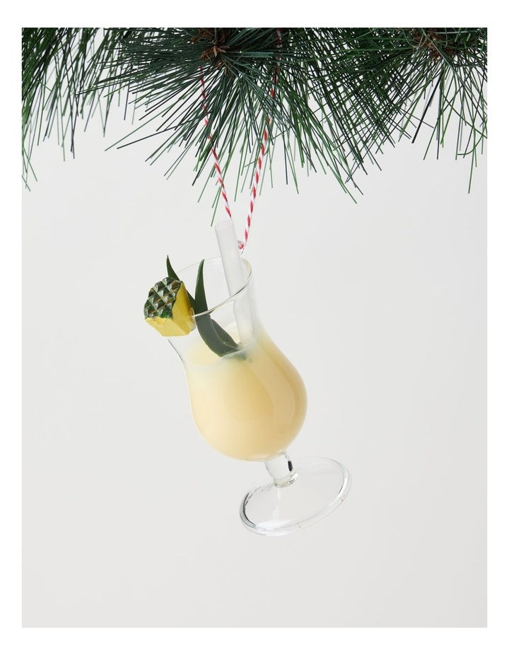 Nostalgia Christmas Glass Pina Colada Ornament in Yellow and Green: 11cm