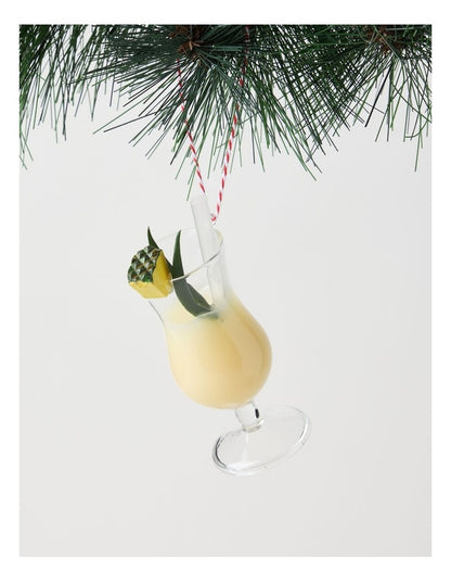 Nostalgia Christmas Glass Pina Colada Ornament in Yellow and Green: 11cm