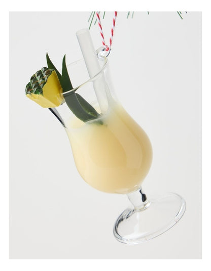 Nostalgia Christmas Glass Pina Colada Ornament in Yellow and Green: 11cm