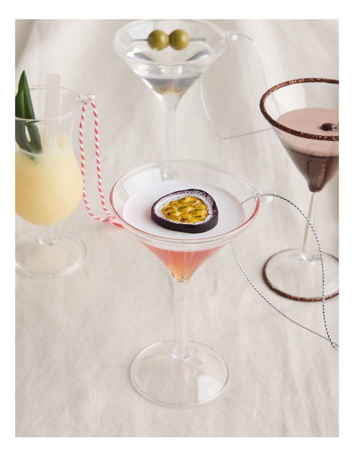 Nostalgia Christmas Plastic Passionfruit Cocktail Ornament in Pink: 10cm