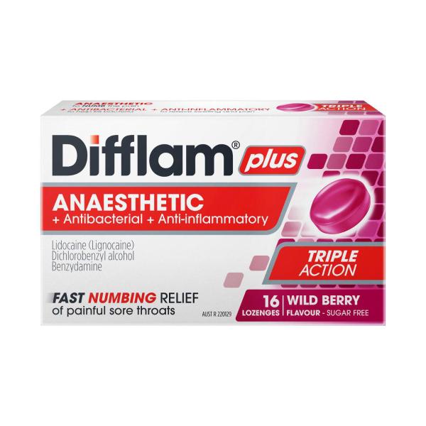 DIFFLAM PLUS ANAESTHETIC LOZENGES BERRY FLAVOUR