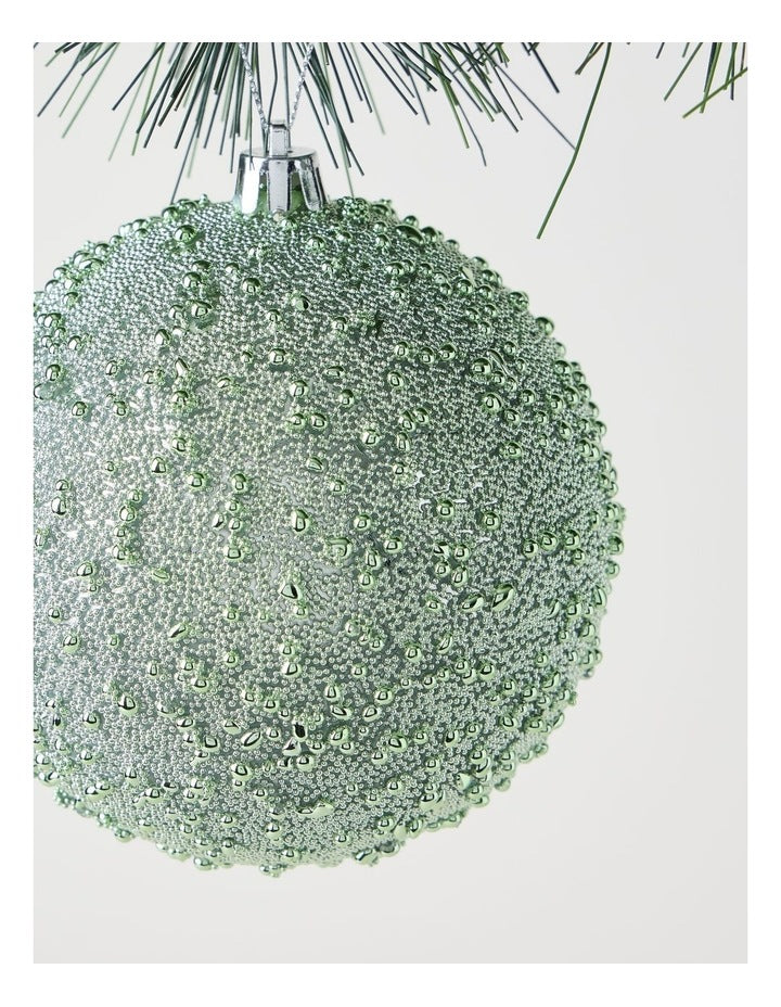 Eucalyptus Plastic Beaded Bauble in Green: 10cm
