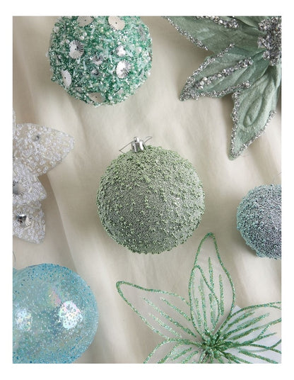 Eucalyptus Plastic Beaded Bauble in Green: 10cm