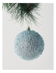 Luxe Christmas Plastic Beaded Bauble in Blue: 10cm