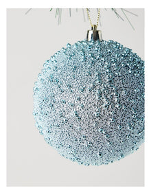 Luxe Christmas Plastic Beaded Bauble in Blue: 10cm