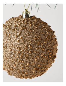 Harvest Christmas Plastic Beaded Bauble in Brown: 10cm