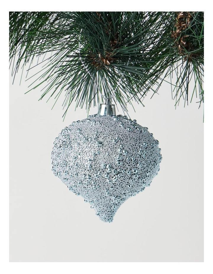Eucalyptus Plastic Beaded Onion Bauble in Blue: 9.5cm