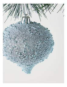 Eucalyptus Plastic Beaded Onion Bauble in Blue: 9.5cm