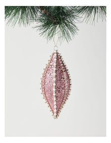 Luxe Christmas Plastic Glitter & Gems Finial in Pink: 17cm