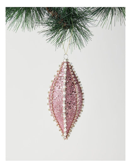 Luxe Christmas Plastic Glitter & Gems Finial in Pink: 17cm