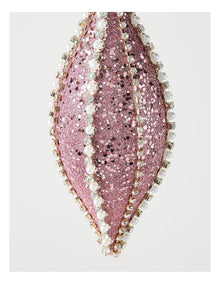 Luxe Christmas Plastic Glitter & Gems Finial in Pink: 17cm