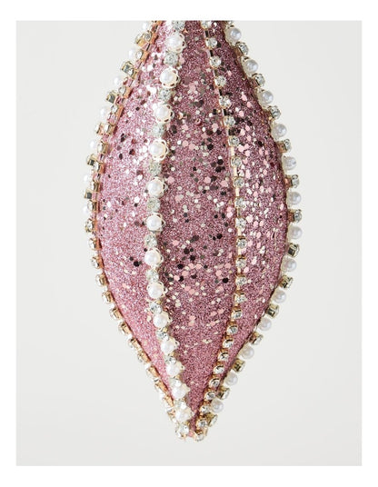 Luxe Christmas Plastic Glitter & Gems Finial in Pink: 17cm