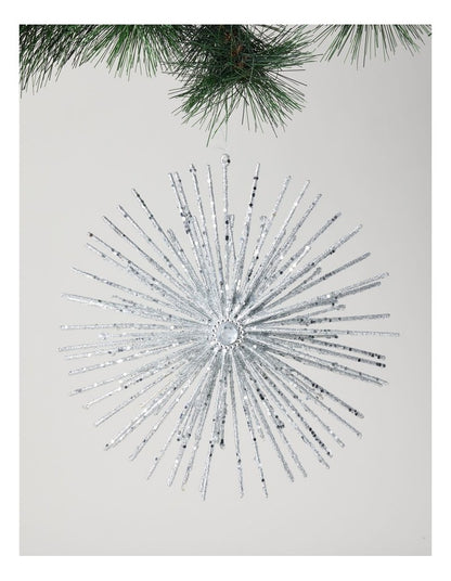 Luxe Christmas Oversized Glitter Snowflake Ornament in Silver: 27cm