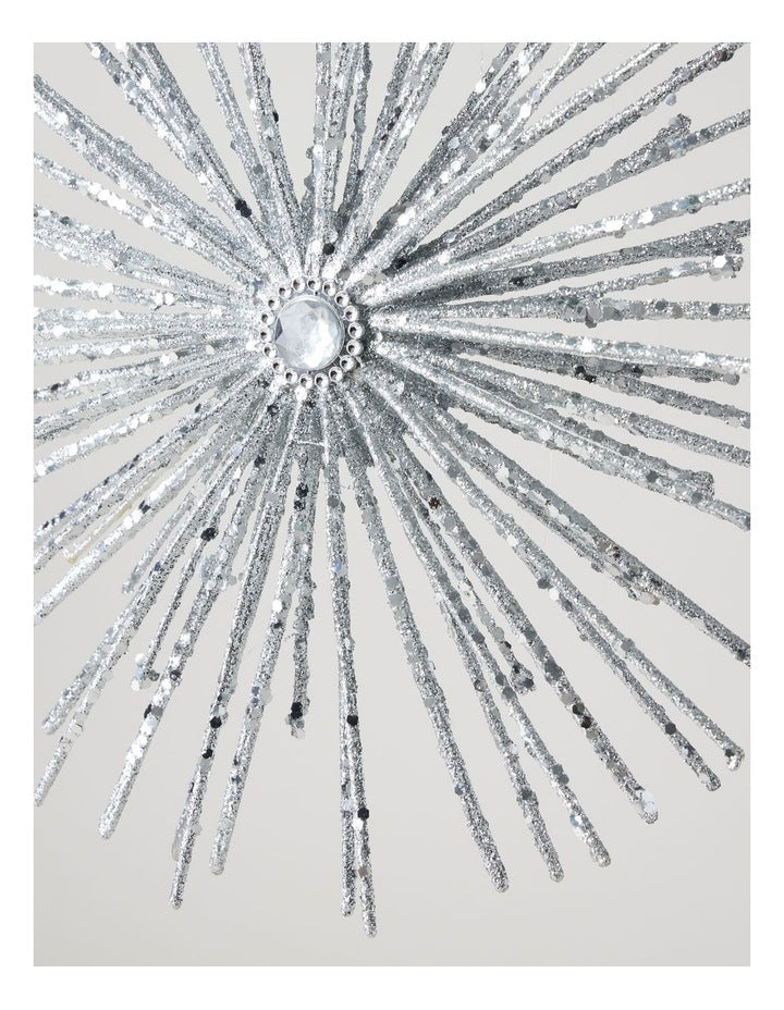 Luxe Christmas Oversized Glitter Snowflake Ornament in Silver: 27cm