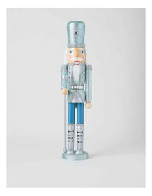 Luxe Wooden Oversized Glittered Nutcracker in Blue: 50cm