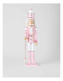Luxe Wooden Oversized Glittered Nutcracker in Pink: 50cm