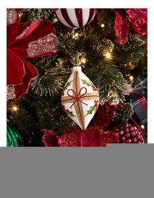 Heirloom Glass Holly Leaf & Bow Finial 14cm in Multi