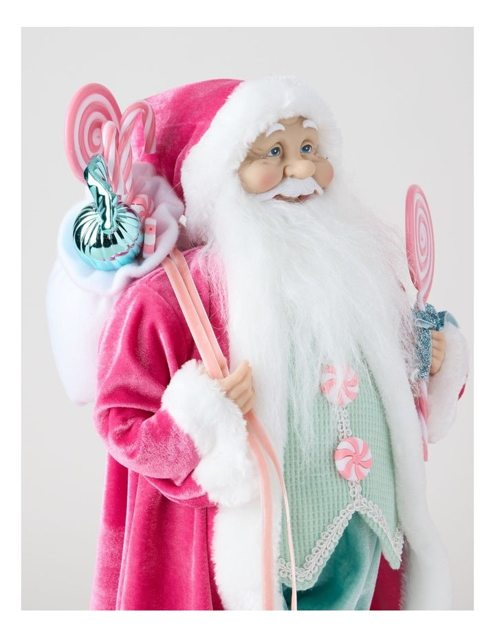 Nostalgia Candice Santa with Candy Sack in Pink: 46cm