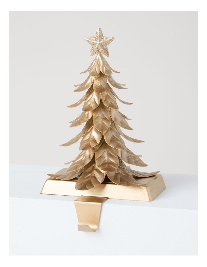 Harvest Metal Tree with Star Stocking Holder in Bronze: 20cm