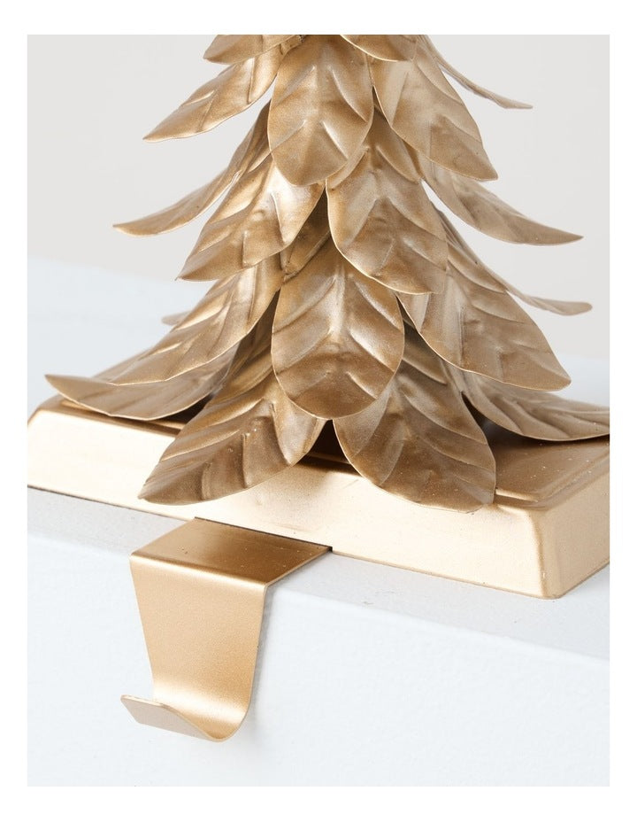 Harvest Metal Tree with Star Stocking Holder in Bronze: 20cm