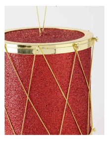 Heirloom Plastic Oversized Glittered Drum in Red: 15cm