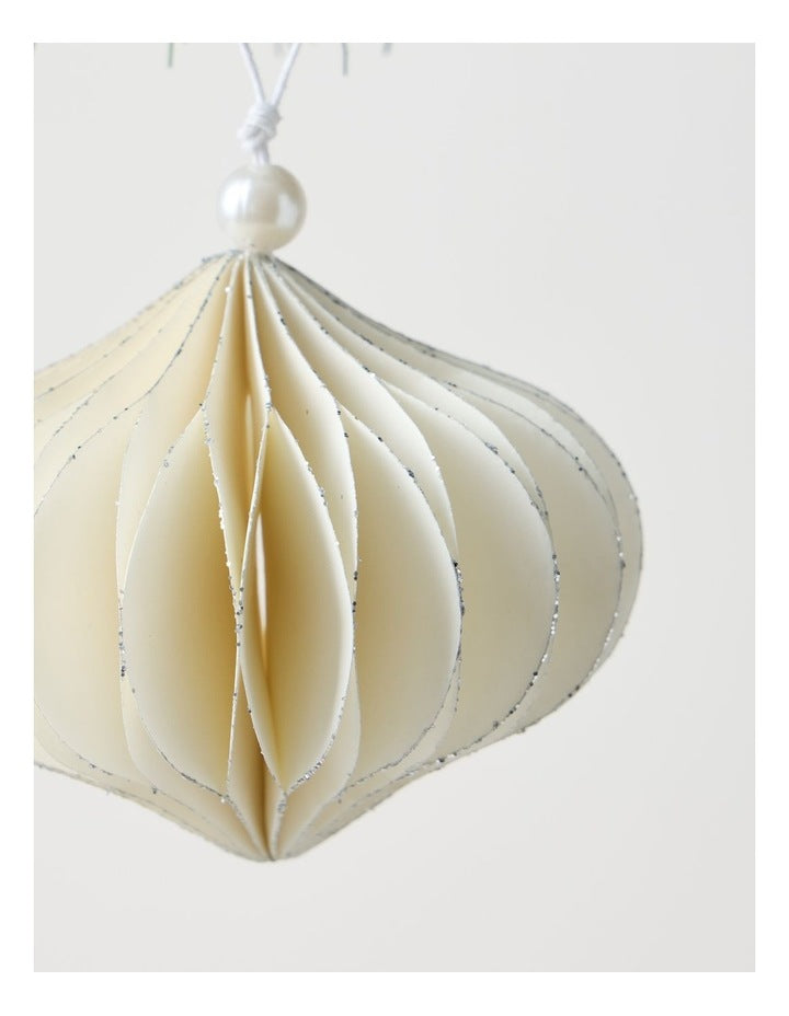 Eucalyptus Paper Ornament in White: 8cm