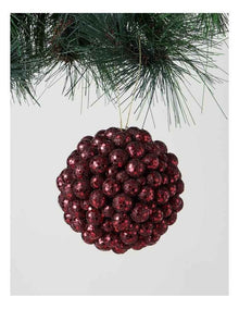 Heirloom Plastic Glitter Berry Bauble in Deep Red: 10cm