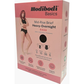 Modibodi Mid Rise Period Underwear Heavy - Overnight Size 10 each