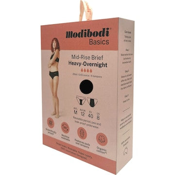 Modibodi Mid Rise Period Underwear Heavy - Overnight Size 12 each