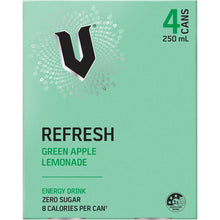 V Energy Refresh Green Apple Lemonade Cans 250ml x 4 Pack