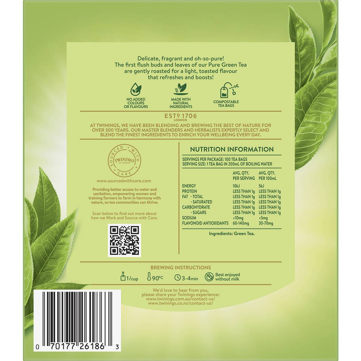 Twinings Pure Green Tea Bags 100 Pack