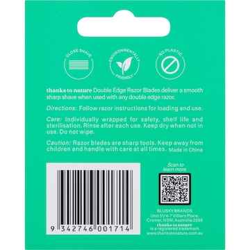 Thanks To Nature Double Edge Razor Blades 10 pack