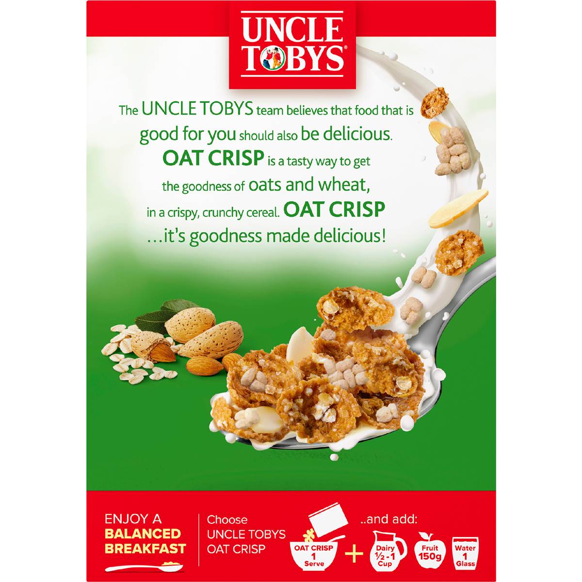 Uncle Tobys Oat Crisp Almond Breakfast Cereal 415g