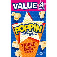 Poppin Microwave Popcorn Triple Butter Flavour Explosion 100g x4 Pack