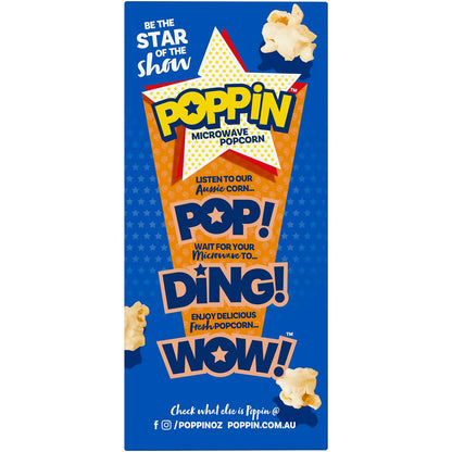 Poppin Microwave Popcorn Triple Butter Flavour Explosion 100g x4 Pack