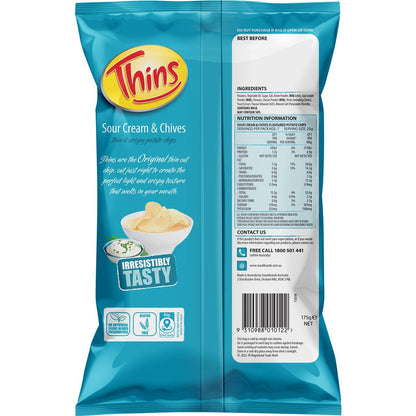 Thins Sour Cream & Chives Potato Chips 175g