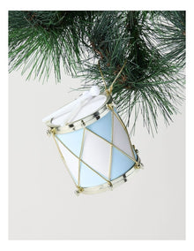 Luxe Christmas Plastic Drum Ornament in Blue: 7cm