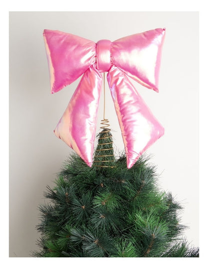 Nostalgia Iridescent Bow Tree Topper in Pink: 38cm