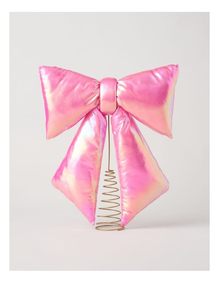 Nostalgia Iridescent Bow Tree Topper in Pink: 38cm
