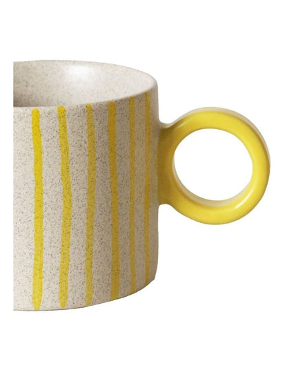 The Fruit Basket Striped Mug Hand Brushed in Yellow 250ml