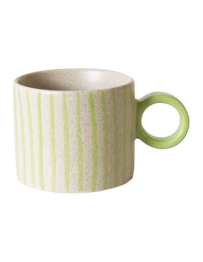 The Fruit Basket Striped Mug Hand Brushed in Green 250ml